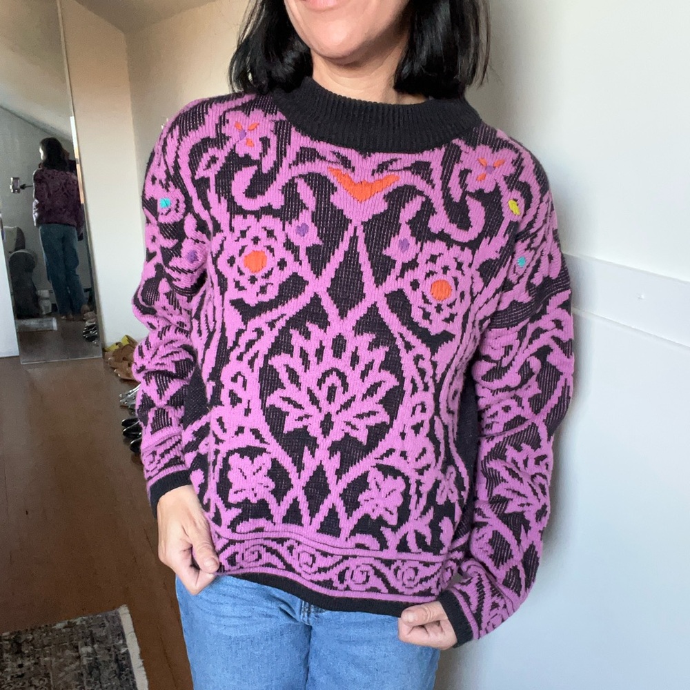 Vintage Patterned Sweater with a boxy silhouette